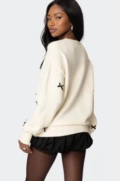 Satin Bow Oversized Sweater