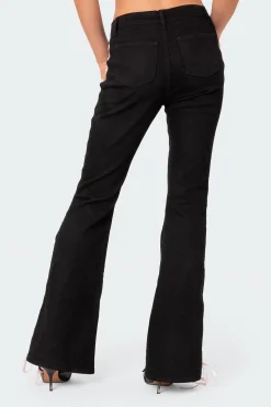 Satin Lace Up Flared Jeans