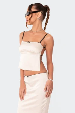 Satin Open Back Top