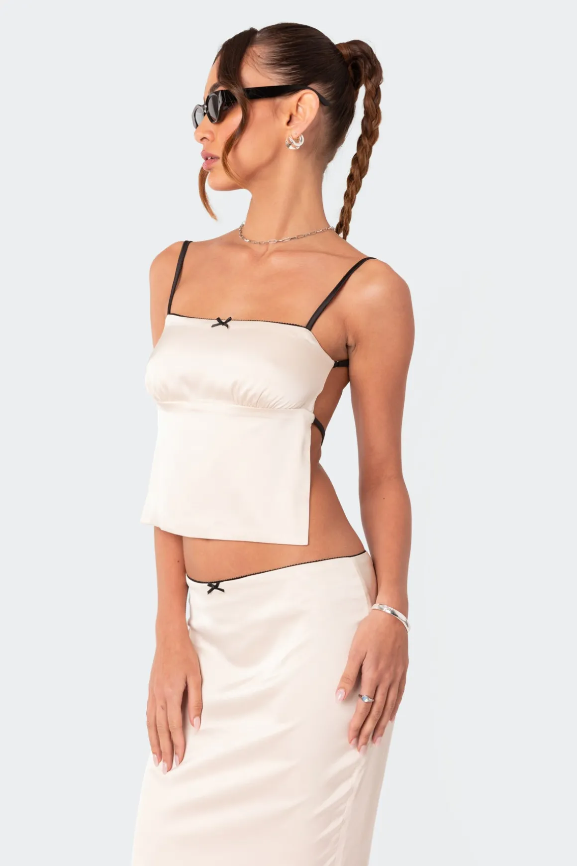 Satin Open Back Top