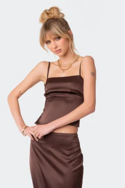 Satin Open Back Top