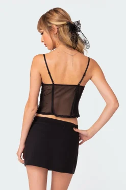 Sav Split Front Sheer Lace Corset