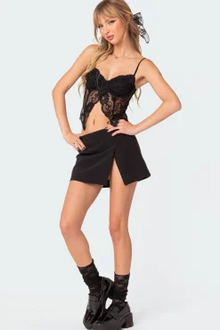 Sav Split Front Sheer Lace Corset