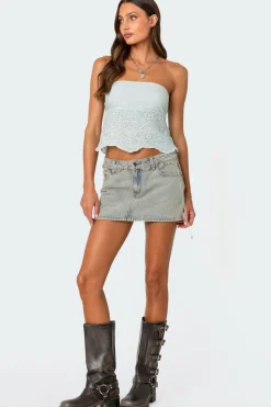 Scalloped Eyelet Tube Top