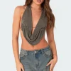 Scoop Neck Open Back Crop Top