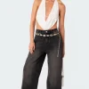 Scoop Neck Open Back Crop Top