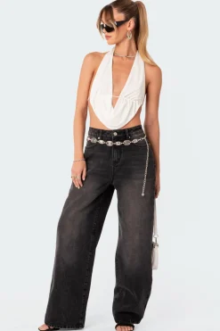 Scoop Neck Open Back Crop Top