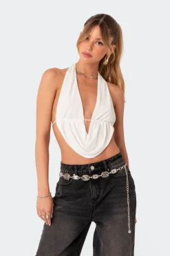 Scoop Neck Open Back Crop Top