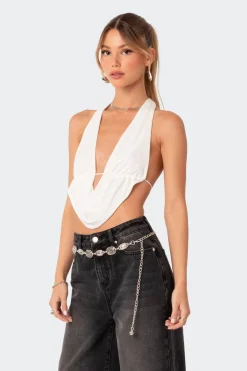 Scoop Neck Open Back Crop Top
