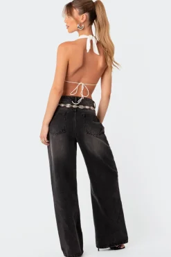 Scoop Neck Open Back Crop Top