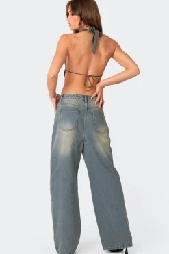 Scoop Neck Open Back Crop Top