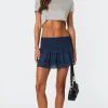 Scrunchy Ruffled Eyelet Mini Skirt