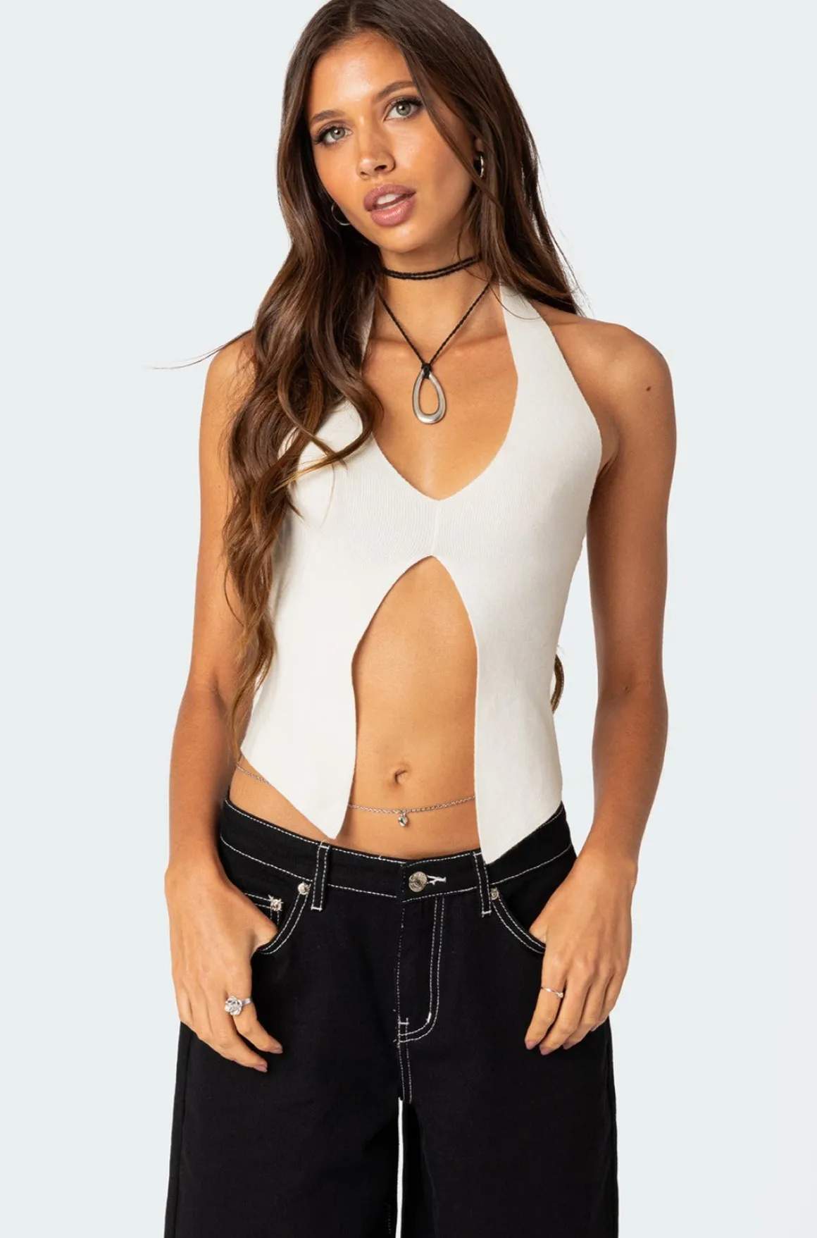 Sculpt Knitted Split Front Top