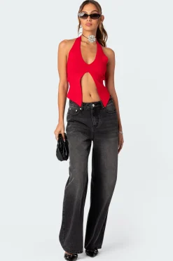 Sculpt Knitted Split Front Top