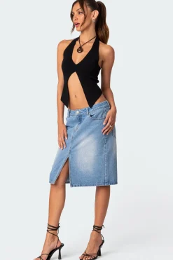 Sculpt Knitted Split Front Top