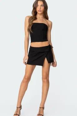 Selena Asymmetric Wrap Mini Skirt