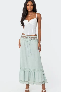 Semi Sheer Lacey Maxi Skirt