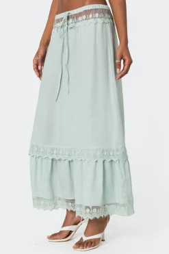 Semi Sheer Lacey Maxi Skirt