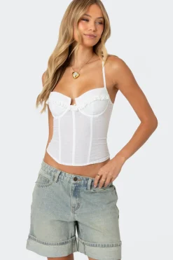 Semi Sheer Linen Look Corset