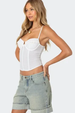Semi Sheer Linen Look Corset