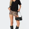 Sequin Leopard Printed Micro Shorts