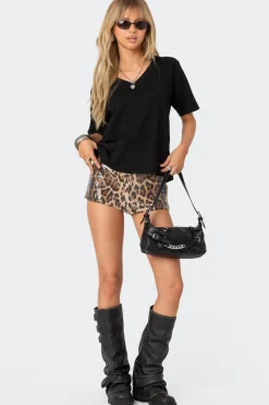 Sequin Leopard Printed Micro Shorts