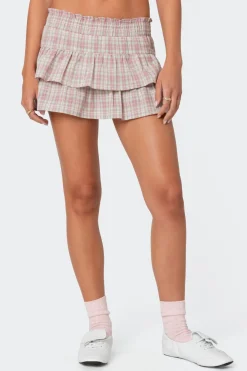 Shani Plaid Ruffled Mini Skirt