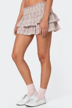 Shani Plaid Ruffled Mini Skirt