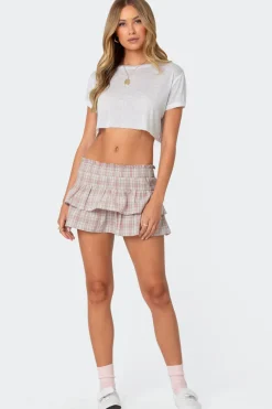 Shani Plaid Ruffled Mini Skirt