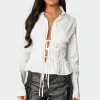 Sharon Collared Tie Front Top