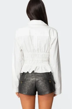 Sharon Collared Tie Front Top