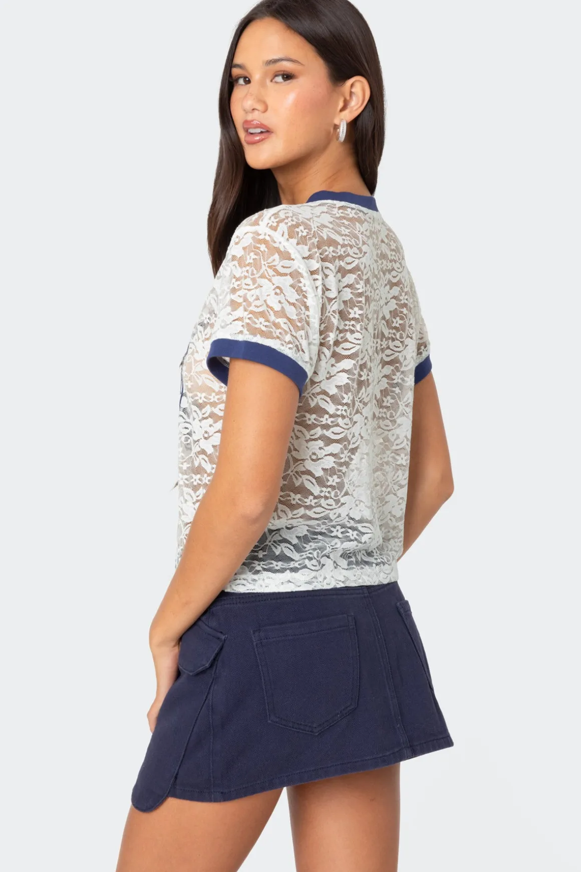 89 Sheer Lace T Shirt