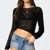 Sheer Loose Knit Asymmetric Top