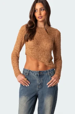 Sheer Loose Knit Asymmetric Top