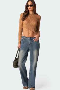 Sheer Loose Knit Asymmetric Top