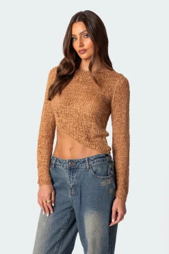 Sheer Loose Knit Asymmetric Top
