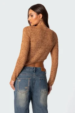 Sheer Loose Knit Asymmetric Top