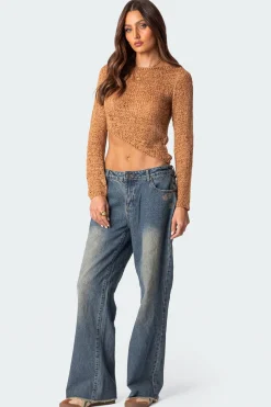 Sheer Loose Knit Asymmetric Top