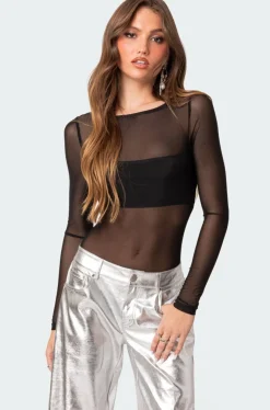 Sheer Mesh Bandeau Bodysuit