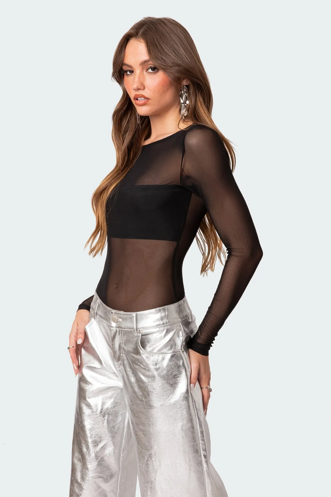 Sheer Mesh Bandeau Bodysuit