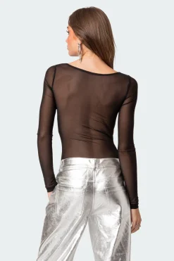 Sheer Mesh Bandeau Bodysuit