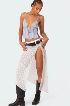Sheer Patchwork Lace Maxi Skirt