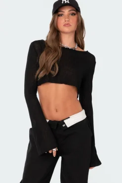 Sheer Raw Hem Crop Top