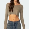 Sheer Raw Hem Crop Top