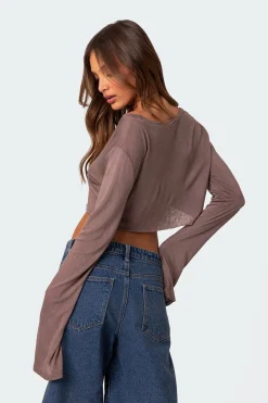 Sheer Raw Hem Crop Top