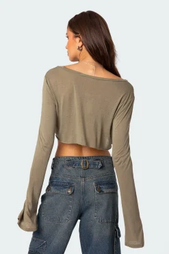 Sheer Raw Hem Crop Top