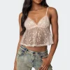Sheer Sequin Babydoll Tank Top