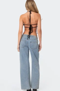 Sheer Sequin Backless Top