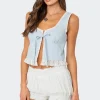 Shiloh Tie Front Eyelet Trim Top
