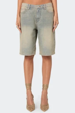 Shira Washed Denim Bermuda Shorts